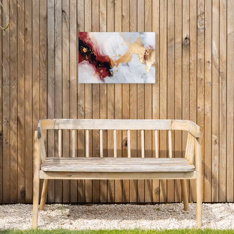 Rood - Abstract - Goud - Modern Tuinposter op houten frame 2 cm dik klein -sfeer4
