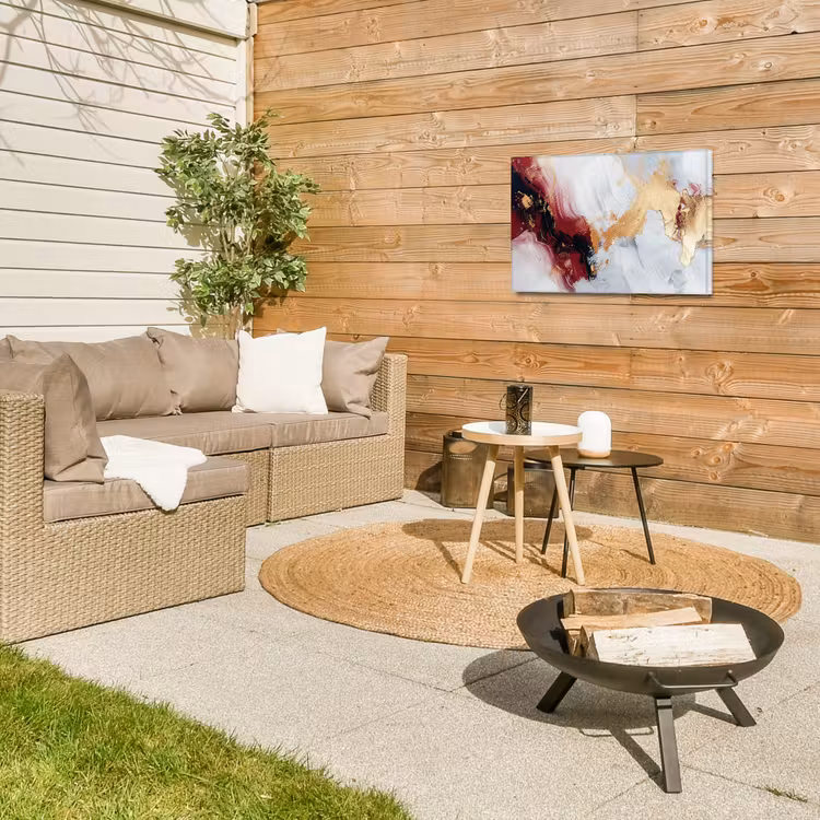 Rood - Abstract - Goud - Modern Tuinposter op houten frame 2 cm dik klein -sfeer2