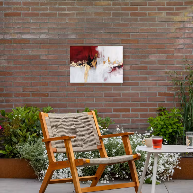 Rood - Marmer - Abstract - Goud - Modern Tuinposter op houten frame 2 cm dik klein -sfeer3