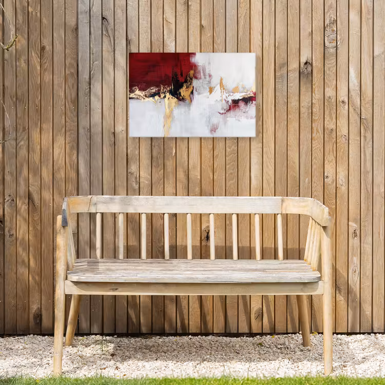 Rood - Marmer - Abstract - Goud - Modern Tuinposter op houten frame 2 cm dik klein -sfeer4