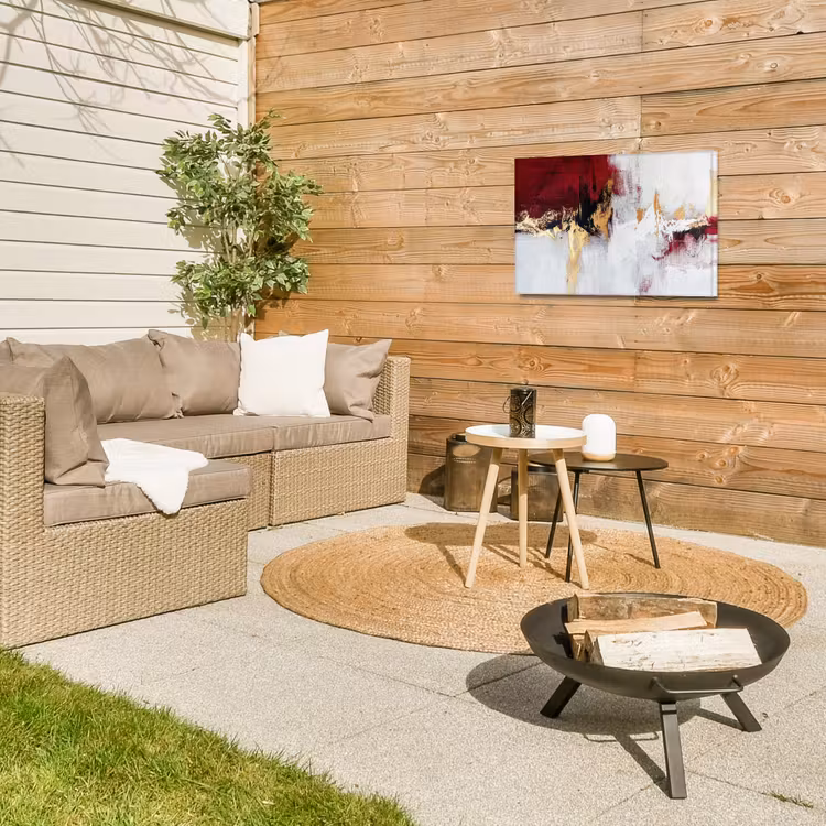 Rood - Marmer - Abstract - Goud - Modern Tuinposter op houten frame 2 cm dik klein -sfeer2