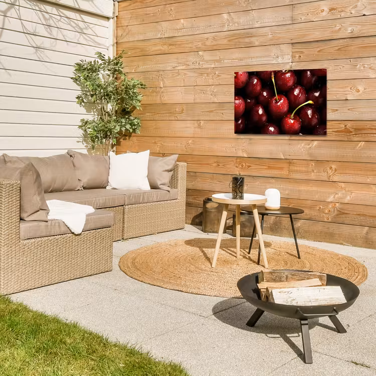 Rood - Fruit - Kersen Tuinposter op houten frame 2 cm dik klein -sfeer2