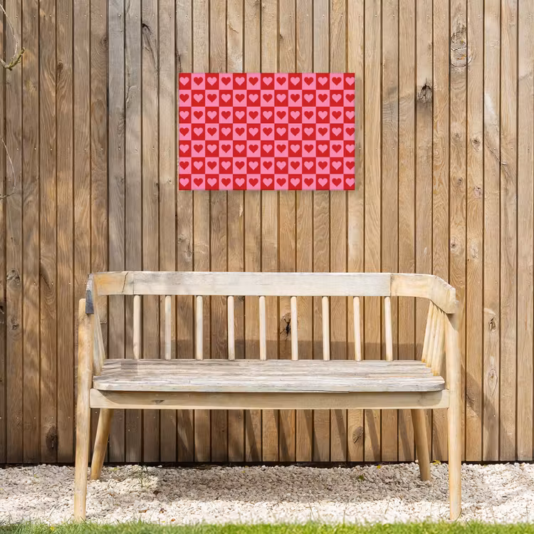 Rood - Roze - Schaakbord - Valentijn Tuinposter op houten frame 2 cm dik klein -sfeer4
