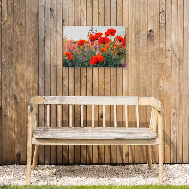 Rode klaprozen in de avondzon Tuinposter op houten frame 2 cm dik klein -sfeer4