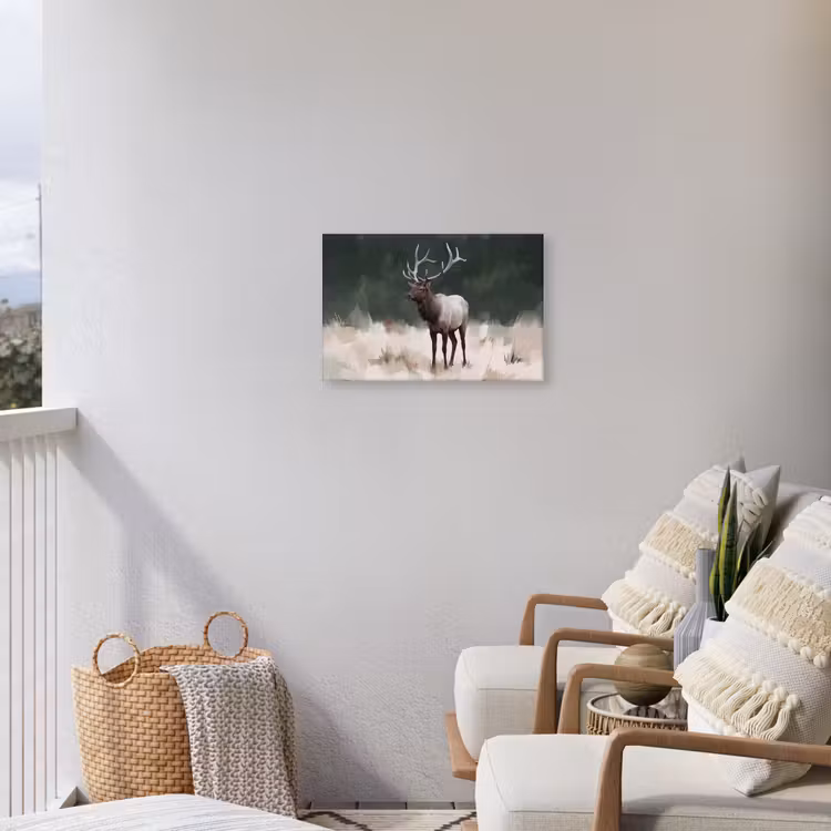 Edelhert - Gewei - Schildering - Rustiek Tuinposter op houten frame 2 cm dik klein -sfeer1
