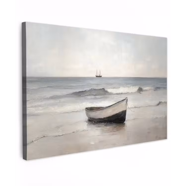 Roeiboot - Zee - Horizon Tuinposter op houten frame 2 cm dik klein -3d