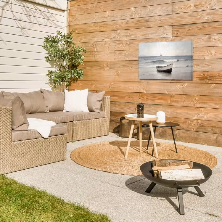 Roeiboot - Zee - Horizon Tuinposter op houten frame 2 cm dik klein -sfeer2
