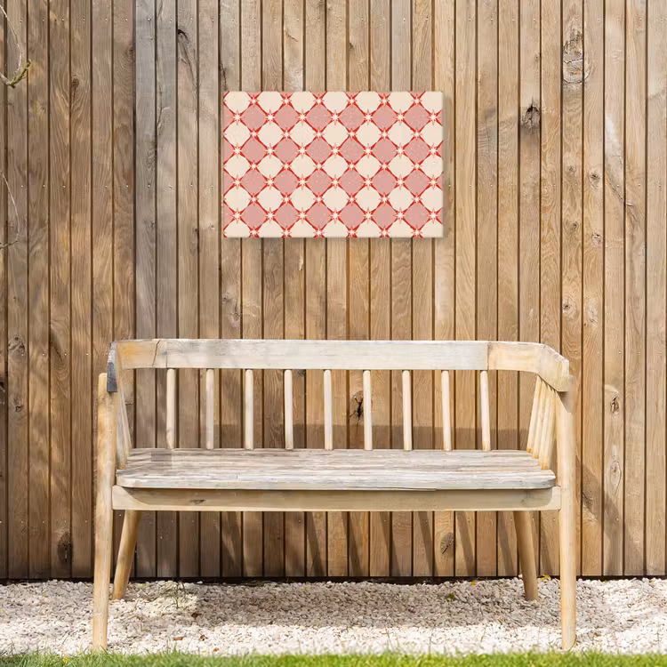 Ruiten - Sterren - Vintage - Oudroze - Rood Tuinposter op houten frame 2 cm dik klein 845 -sfeer4