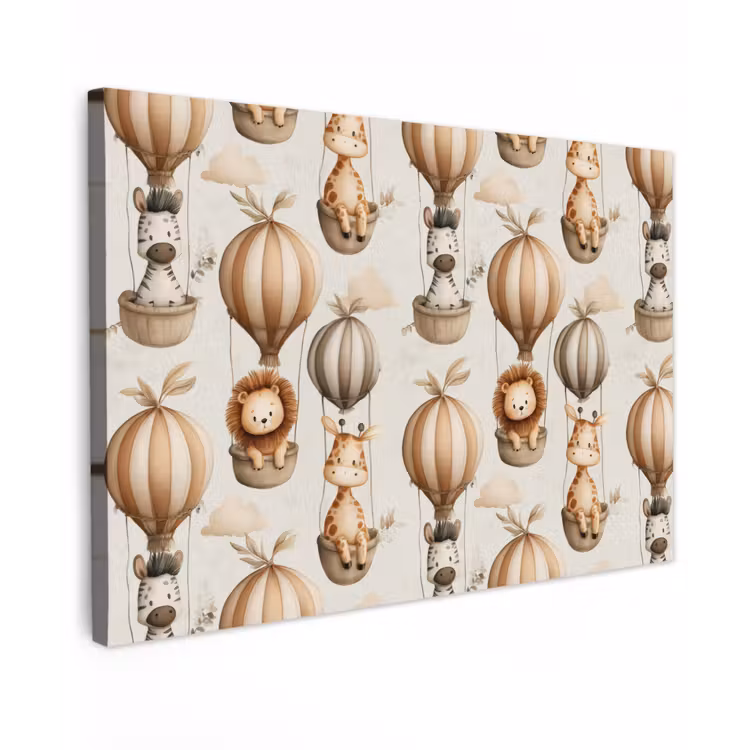 Safari - Luchtballonen - Taupe Tuinposter op houten frame 2 cm dik klein 845 -3d