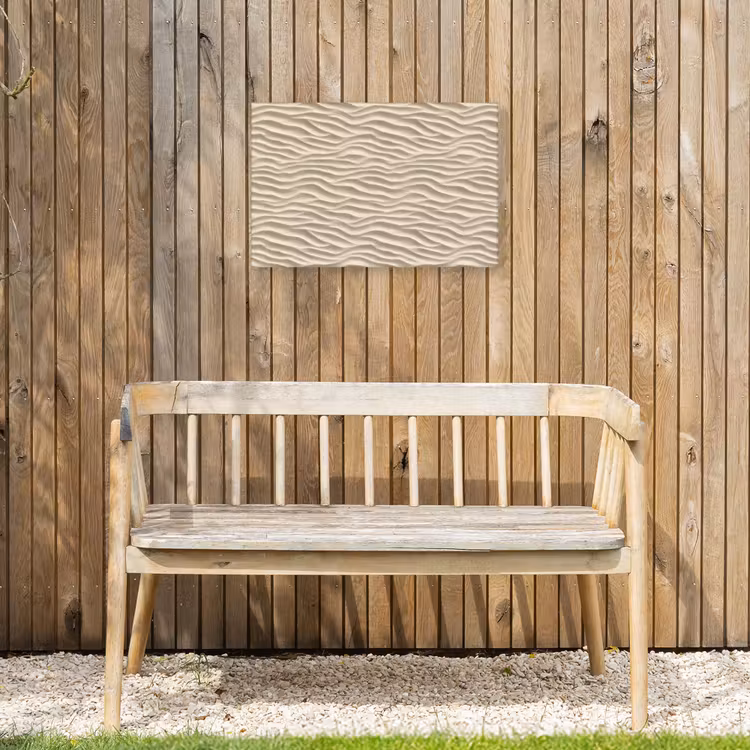 Zand - Golven - Beige Tuinposter op houten frame 2 cm dik klein 845 -sfeer4