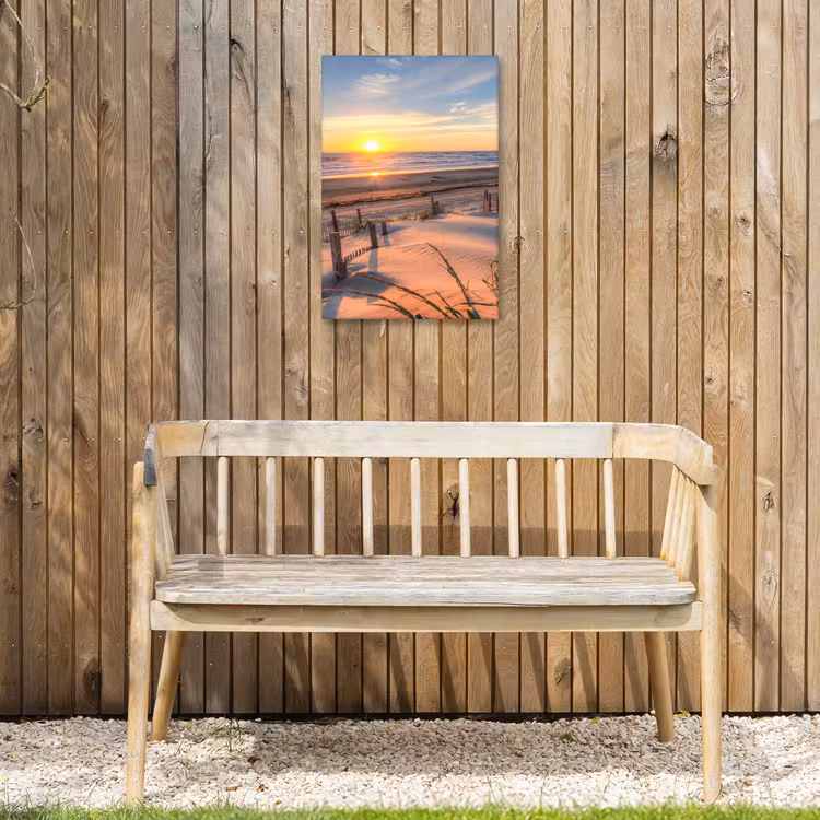 Zandpad bij Zonsondergang Tuinposter op houten frame 2 cm dik klein -sfeer4