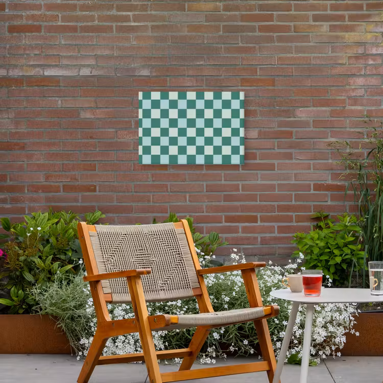 Schaak - Klassiek - Groen Tuinposter op houten frame 2 cm dik klein 845 -sfeer3