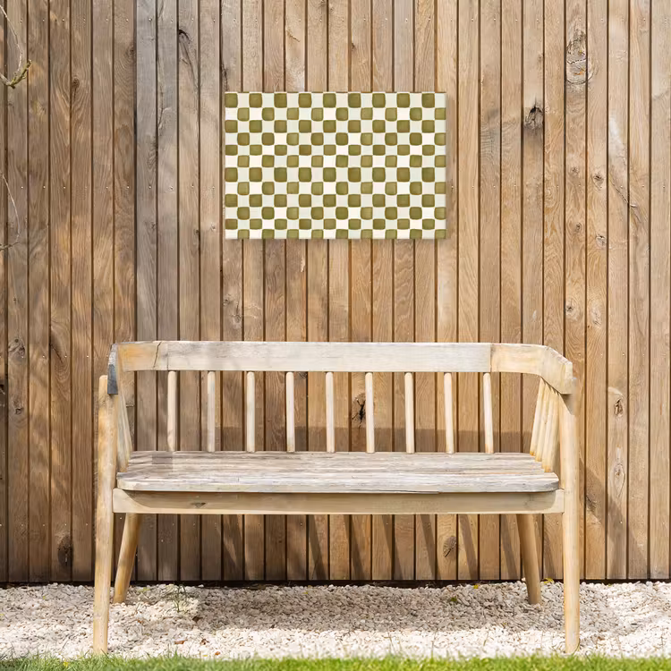 Schaak - Patroon - Groen Tuinposter op houten frame 2 cm dik klein 845 -sfeer4