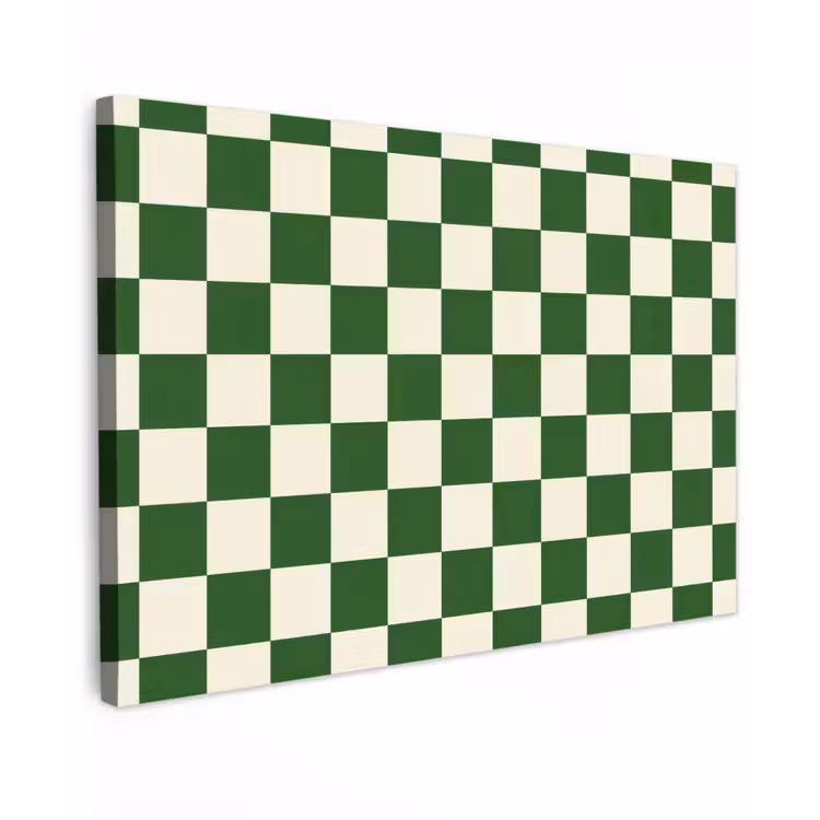 Schaakbord - Patroon - Groen Tuinposter op houten frame 2 cm dik klein 845 -3d