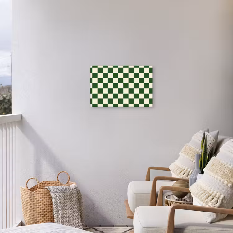 Schaakbord - Patroon - Groen Tuinposter op houten frame 2 cm dik klein 845 -sfeer1