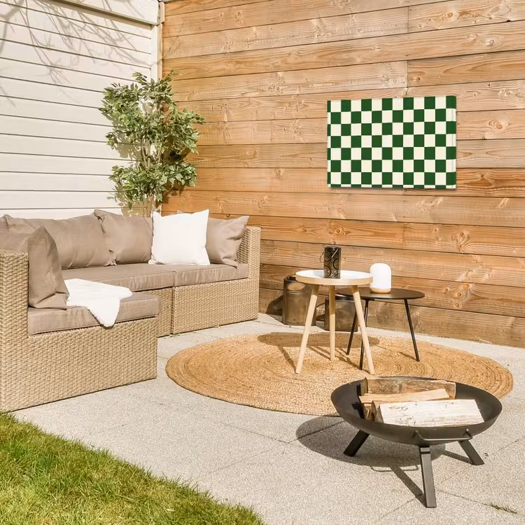 Schaakbord - Patroon - Groen Tuinposter op houten frame 2 cm dik klein 845 -sfeer2