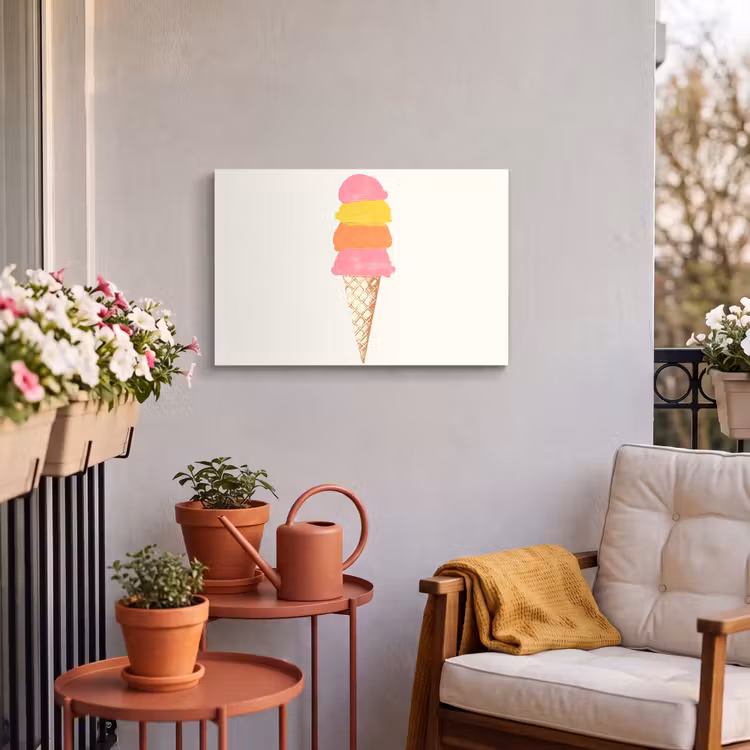 Schepijs - Hoorntje - Illustratie - Minimalistisch Tuinposter op houten frame 2 cm dik klein -sfeer1