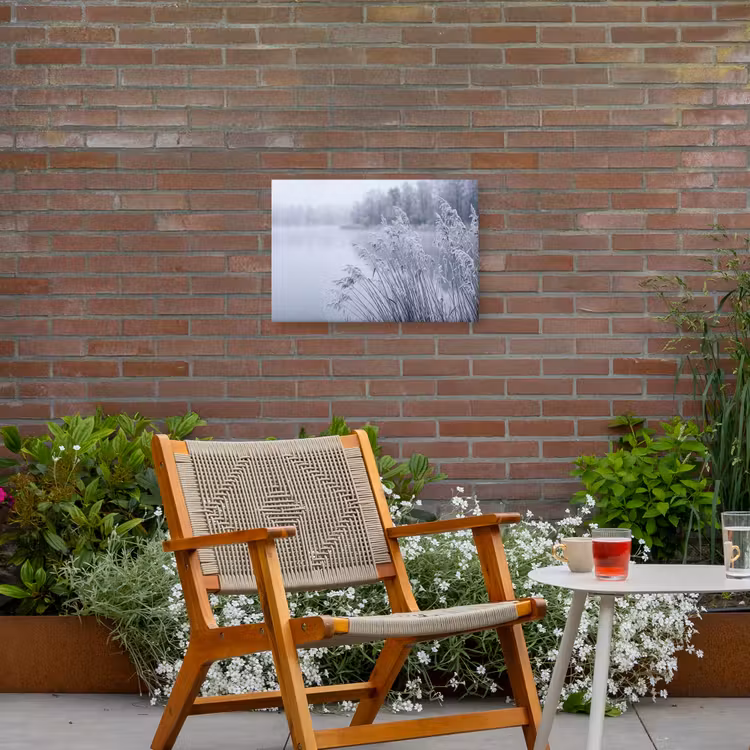 Riet - Bevroren - Winter - Natuur Tuinposter op houten frame 2 cm dik klein -sfeer3