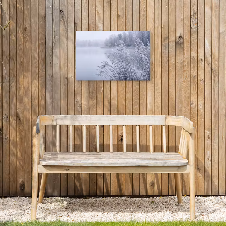 Riet - Bevroren - Winter - Natuur Tuinposter op houten frame 2 cm dik klein -sfeer4