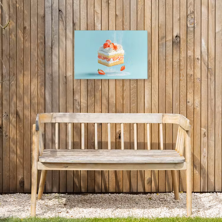 Slagroom - Taart - Blauw - Eten Tuinposter op houten frame 2 cm dik klein -sfeer4