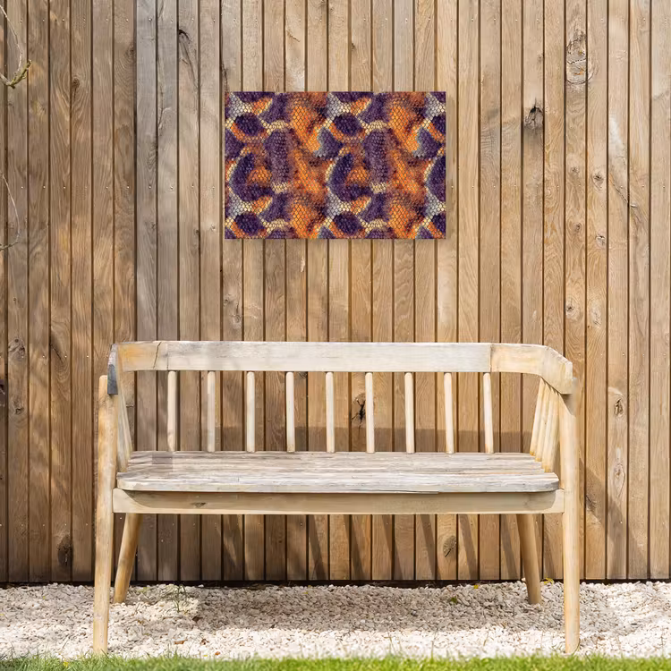 Slang - Kleurrijk - Schubben Tuinposter op houten frame 2 cm dik klein 845 -sfeer4