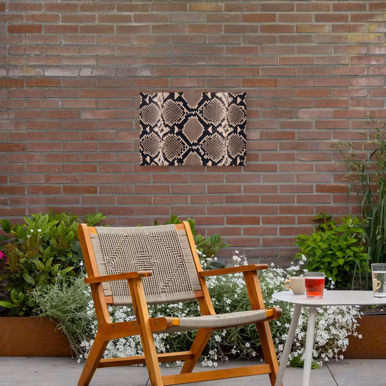 Slangenprint - Python - Bruin Tuinposter op houten frame 2 cm dik klein -sfeer3