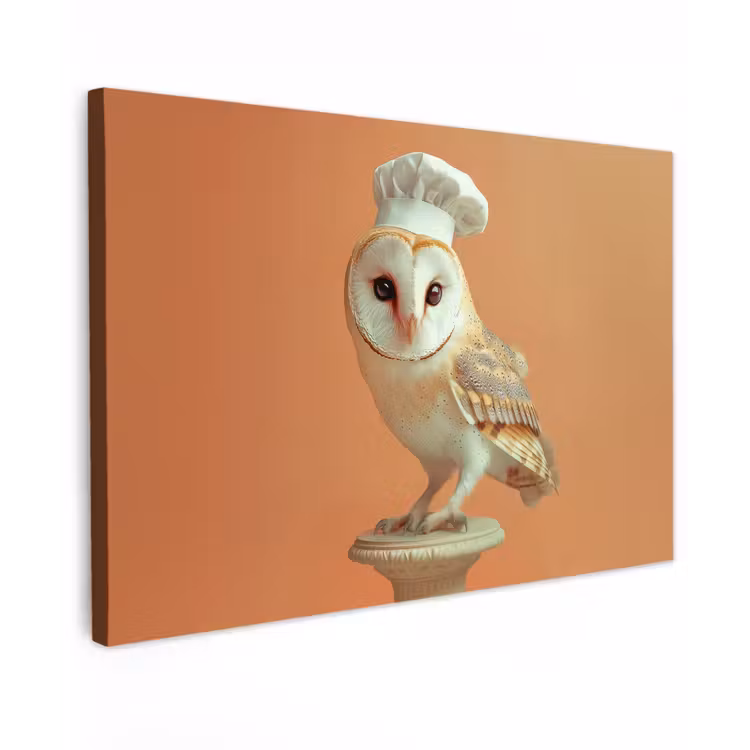 Kerkuil - Koksmuts - Oranje - Vogel Tuinposter op houten frame 2 cm dik klein -3d