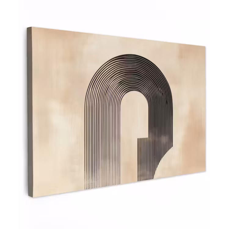 Boog - Strepen - Minimalistisch - Zwart Tuinposter op houten frame 2 cm dik klein -3d