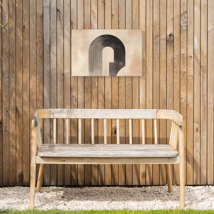 Boog - Strepen - Minimalistisch - Zwart Tuinposter op houten frame 2 cm dik klein -sfeer4
