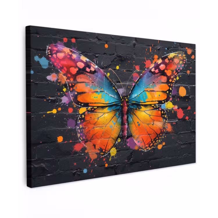 Vlinder van Kleuren Tuinposter op houten frame 2 cm dik klein -3d
