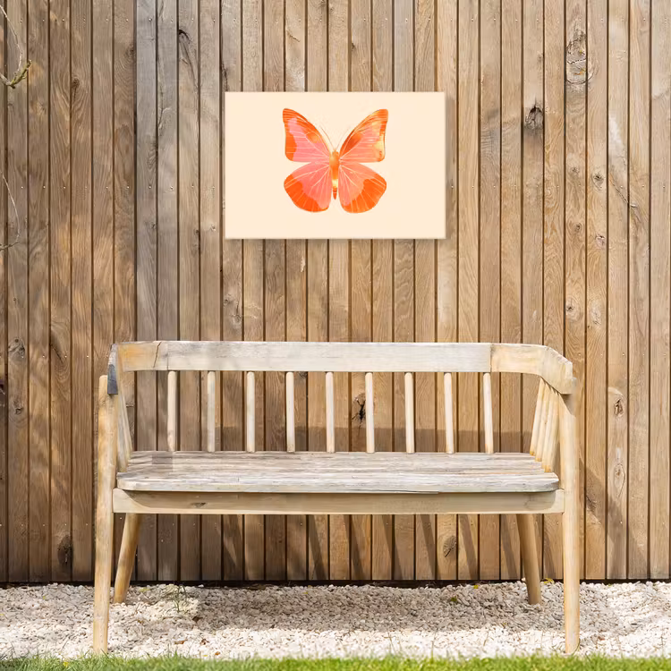 Vlinder - Minimalistisch - Roze Tuinposter op houten frame 2 cm dik klein -sfeer4