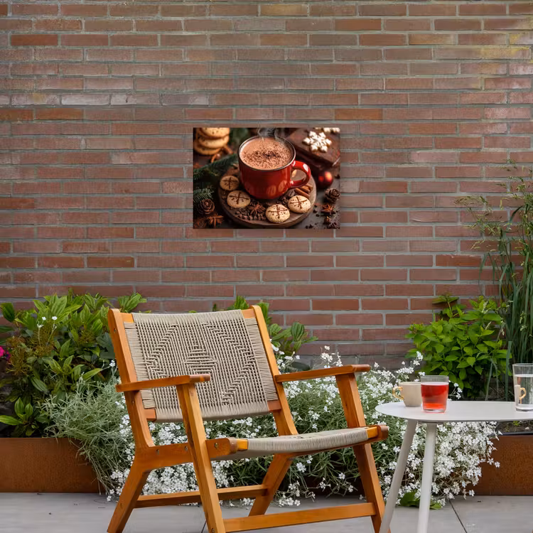Chocolademelk - Mok - Winter - Kerst - Gezelligheid Tuinposter op houten frame 2 cm dik klein -sfeer3