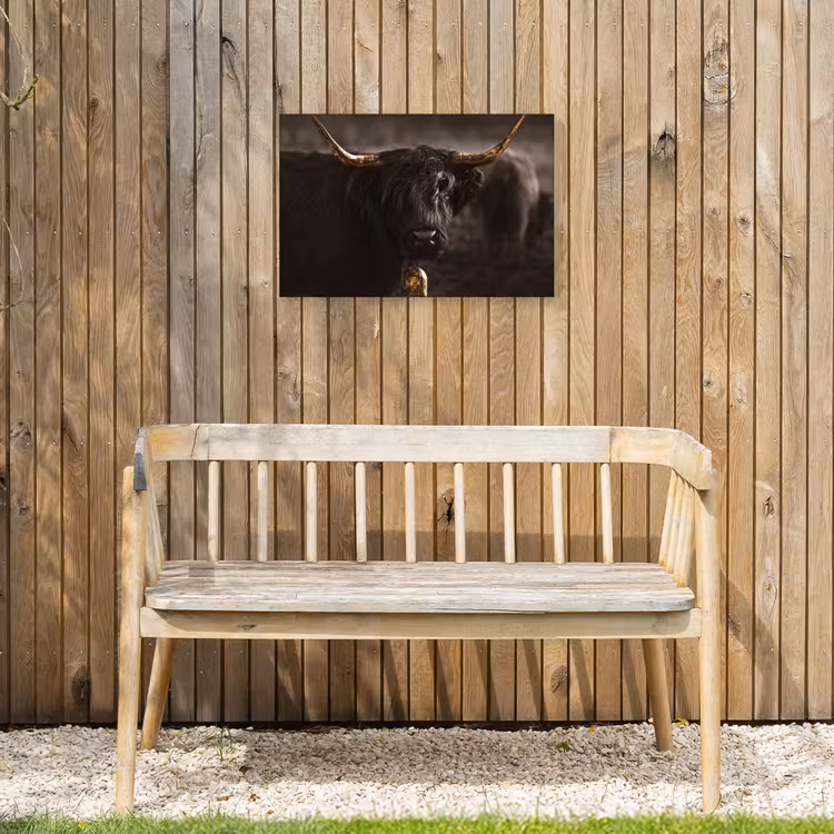 Schotse hooglander - Goud - Koebel - Hoorns - Dieren Tuinposter op houten frame 2 cm dik klein -sfeer4