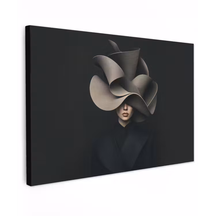 Zwarte - Hoed - Vrouw Tuinposter op houten frame 2 cm dik klein -3d