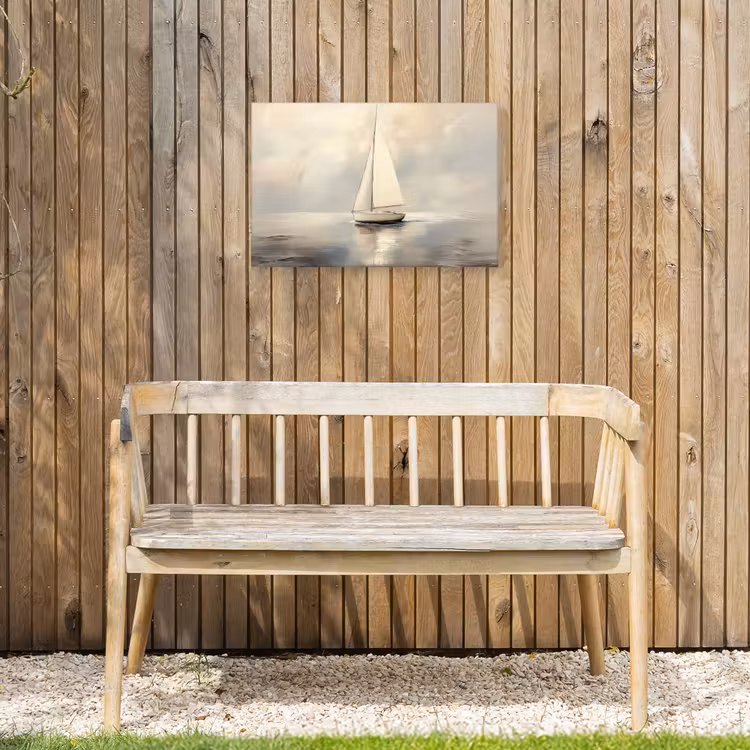 Zeilschip - Zee - Bewolkt Tuinposter op houten frame 2 cm dik klein -sfeer4