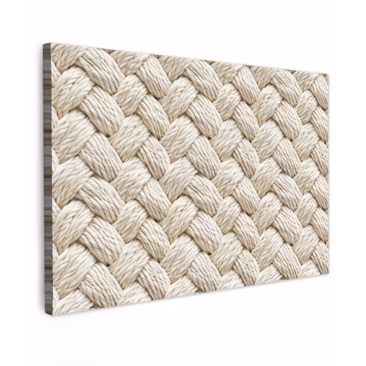 Touw - Gebreid - Beige Tuinposter op houten frame 2 cm dik klein 845 -3d