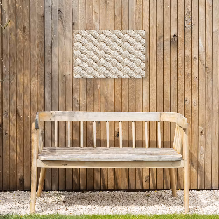 Touw - Gebreid - Beige Tuinposter op houten frame 2 cm dik klein 845 -sfeer4