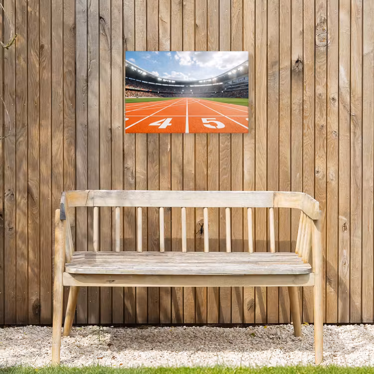 Sintelbaan - Stadion - Sport -Oranje Tuinposter op houten frame 2 cm dik klein -sfeer4