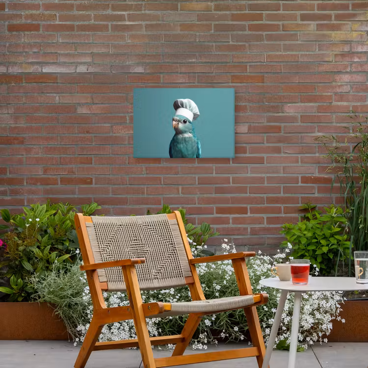 Parkiet - Vogel - Koksmuts - Cute Tuinposter op houten frame 2 cm dik klein -sfeer3
