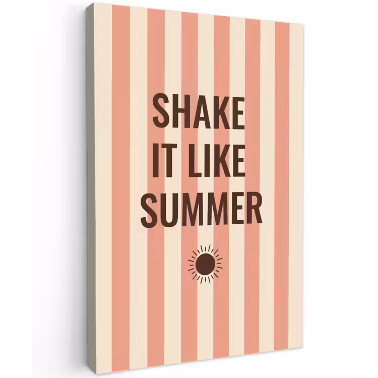 Zomer - Quote - Strepen Tuinposter op houten frame 2 cm dik klein -3d