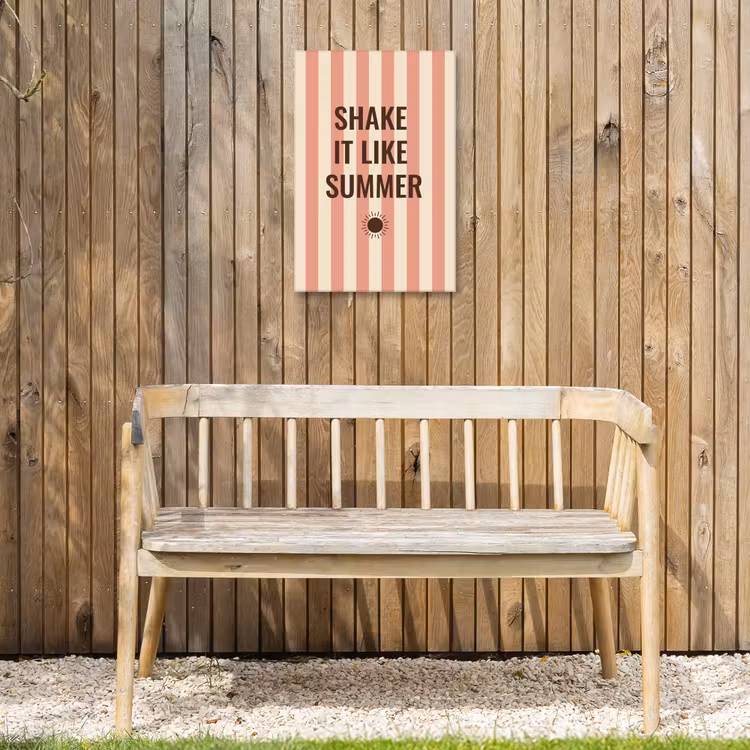 Zomer - Quote - Strepen Tuinposter op houten frame 2 cm dik klein -sfeer4