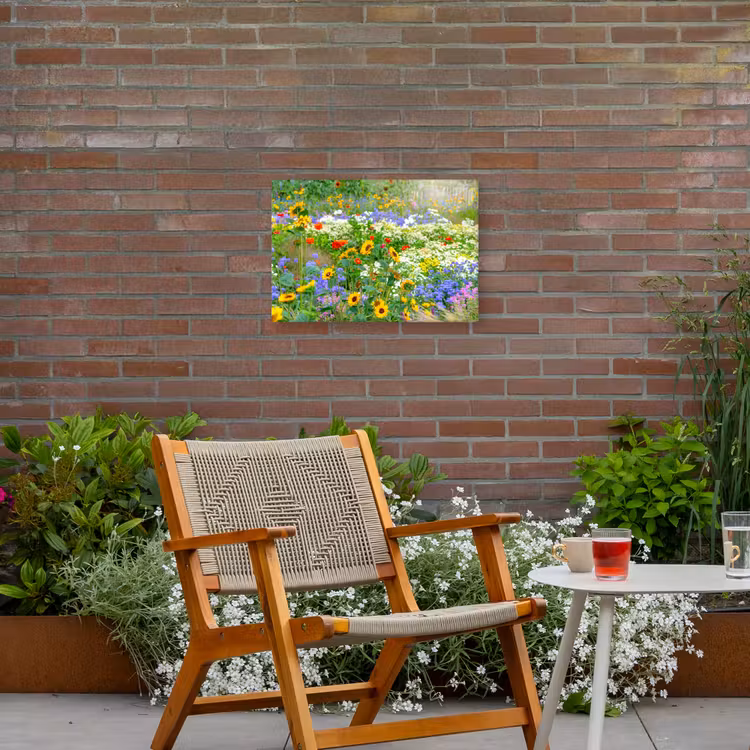 Zomerbloemen in volle bloei Tuinposter op houten frame 2 cm dik klein -sfeer3