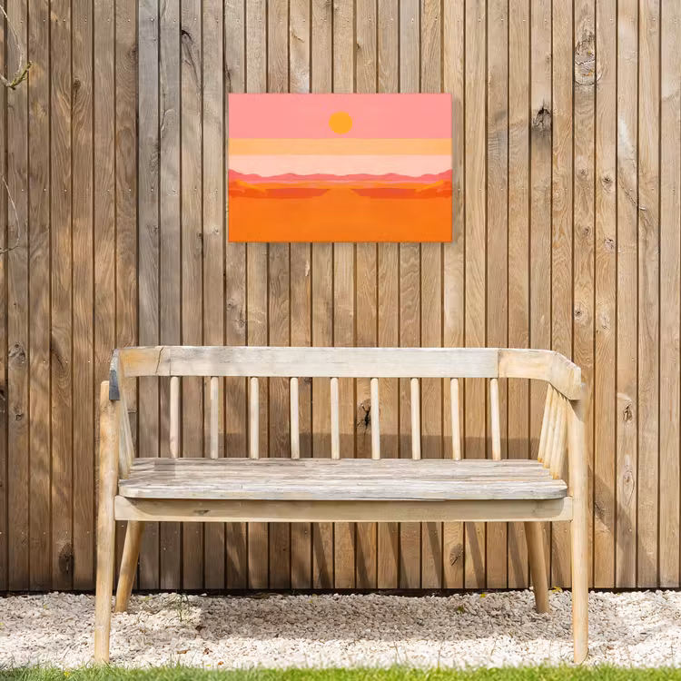 Zon - Abstract - Landschap - Oranje Tuinposter op houten frame 2 cm dik klein -sfeer4