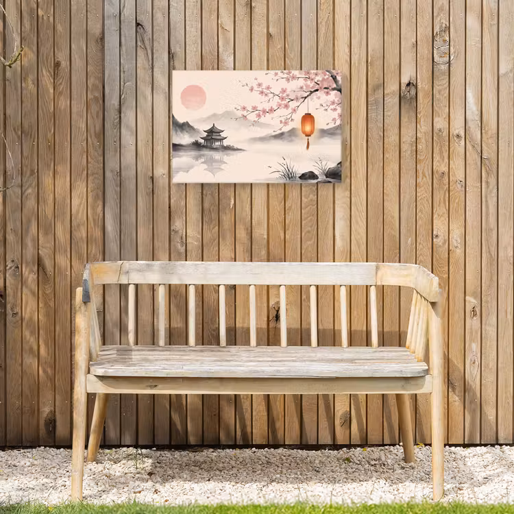 Zon - Japans - Traditioneel Tuinposter op houten frame 2 cm dik klein -sfeer4