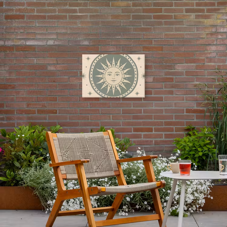 Zon - Sterren - Astrologie - Vintage - Groen Tuinposter op houten frame 2 cm dik klein -sfeer3