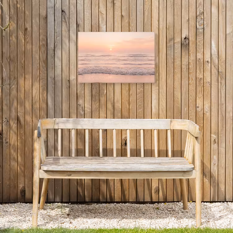 Zon - Strand - Roze Tuinposter op houten frame 2 cm dik klein -sfeer4