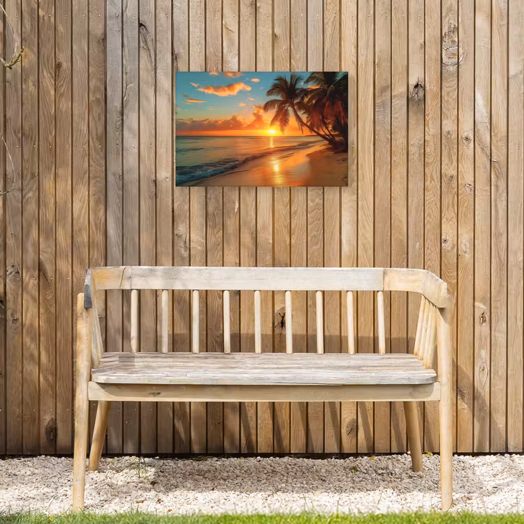 Strandzonsondergang in de Tropen Tuinposter op houten frame 2 cm dik klein -sfeer4