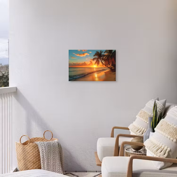 Strandzonsondergang in de Tropen Tuinposter op houten frame 2 cm dik klein -sfeer1
