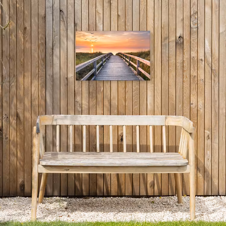 Zonsonderang - Zee - Pad - Gras - Duin - Vogels Tuinposter op houten frame 2 cm dik klein -sfeer4