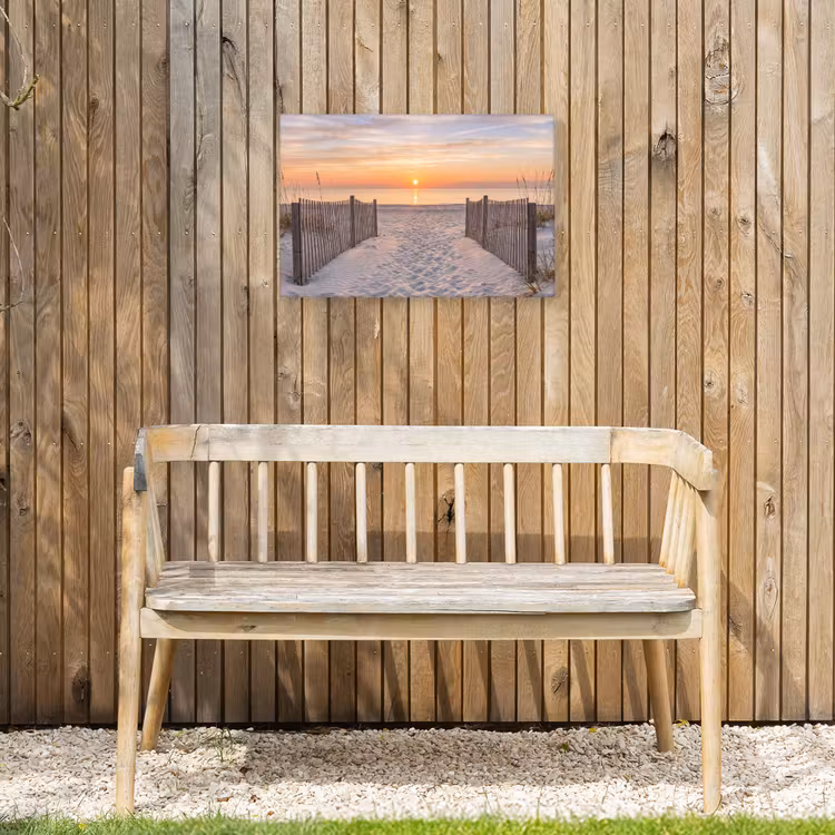 Zonsondergang - Strand - Zand Tuinposter op houten frame 2 cm dik klein -sfeer4